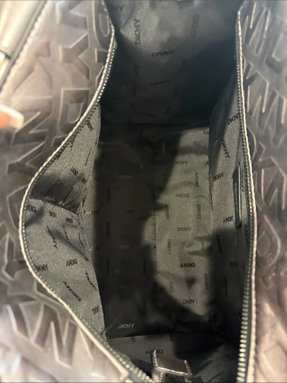DKNY Metallic Tote Satchel with Black Strap